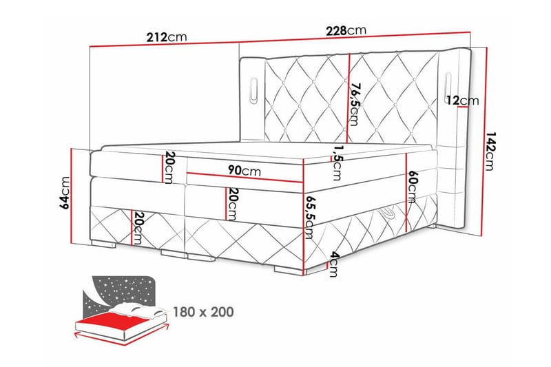 Boisdale Sengeramme 180x200 cm - Møbler - Senge - Sengeramme & sengestel