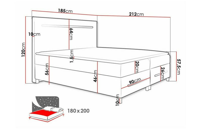 Boisdale Sengeramme 180x200 cm - Møbler - Senge - Sengeramme & sengestel