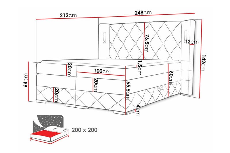 Boisdale Sengeramme 200x200 cm - Møbler - Senge - Sengeramme & sengestel