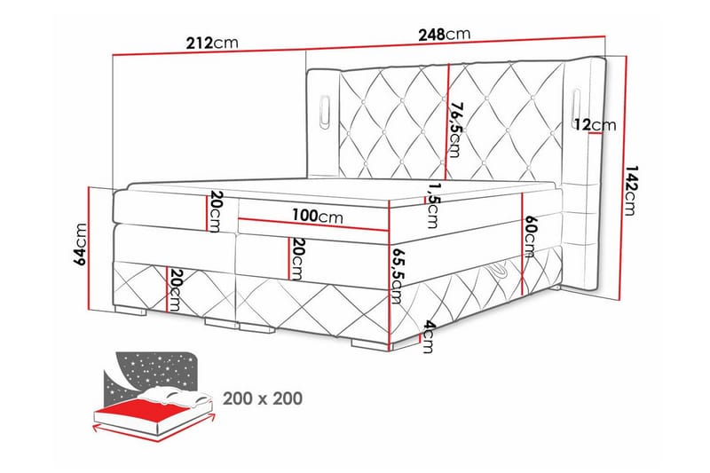 Boisdale Sengeramme 200x200 cm - Møbler - Senge - Sengeramme & sengestel