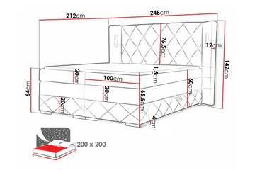 Boisdale Sengeramme 200x200 cm - Møbler - Senge - Sengeramme & sengestel