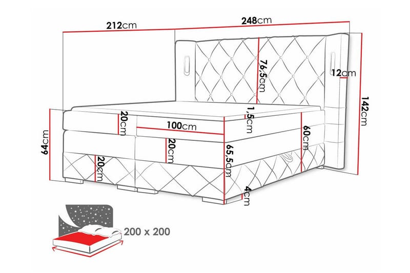 Boisdale Sengeramme 200x200 cm - Møbler - Senge - Sengeramme & sengestel