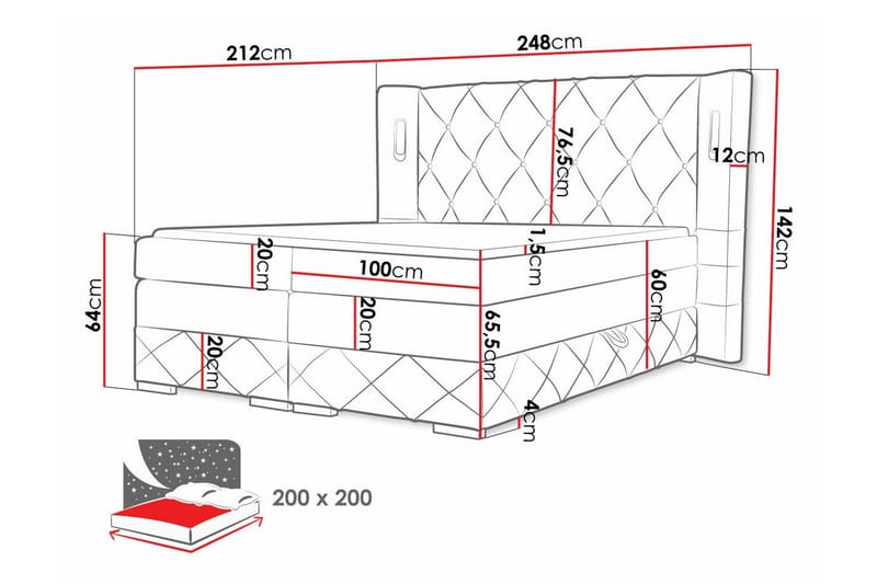 Boisdale Sengeramme 200x200 cm - Møbler - Senge - Sengeramme & sengestel