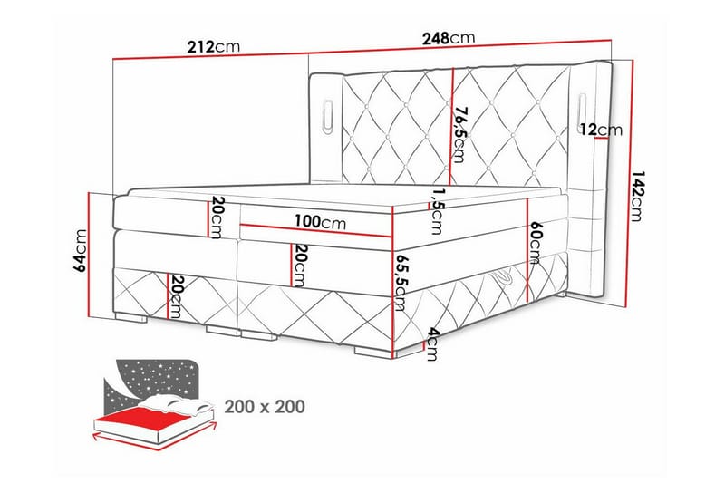 Boisdale Sengeramme 200x200 cm - Møbler - Senge - Sengeramme & sengestel