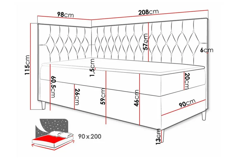Boisdale Sengeramme 90x200 cm - Møbler - Senge - Sengeramme & sengestel