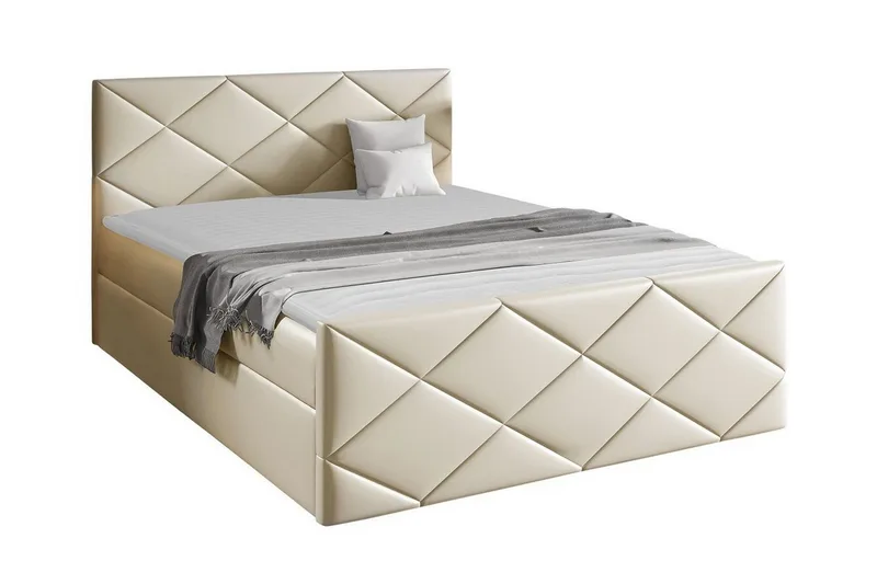 Boisdale Sengeramme med Opbevaring 140x200 cm i Kunstlæder, Beige