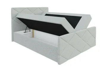 Boisdale Sengeramme med Opbevaring 140x200 cm i Stof med Fasthedsgrad Medium - Brun - Møbler - Senge - Sengeramme & sengestel
