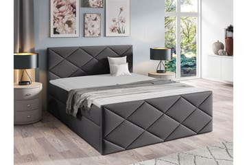 Boisdale Sengeramme med Opbevaring 140x200 cm i Stof med Fasthedsgrad Medium - Grå - Møbler - Senge - Sengeramme & sengestel