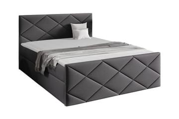 Boisdale Sengeramme med Opbevaring 140x200 cm i Stof med Fasthedsgrad Medium - Grå - Møbler - Senge - Sengeramme & sengestel