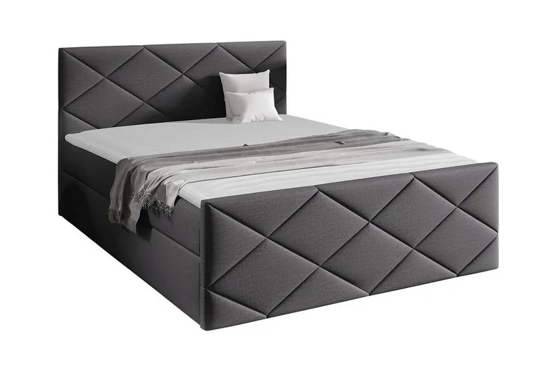 Boisdale Sengeramme med Opbevaring 140x200 cm i Stof med Fasthedsgrad Medium, Grå