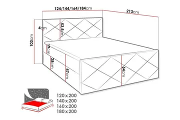 Boisdale Sengeramme med Opbevaring 140x200 cm i Stof med Fasthedsgrad Medium - Sort - Møbler - Senge - Sengeramme & sengestel