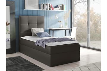 Boisdale Sengeramme med Opbevaring 80x200 cm i Kunstlæder med Sengegavl - Grå - Møbler - Senge - Sengeramme & sengestel