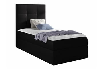 Boisdale Sengeramme med Opbevaring 80x200 cm i Kunstlæder med Sengegavl - Sort - Møbler - Senge - Sengeramme & sengestel