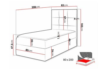 Boisdale Sengeramme med Opbevaring 80x200 cm i Kunstlæder med Sengegavl - Sort - Møbler - Senge - Sengeramme & sengestel