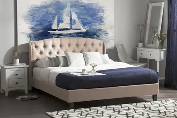 Bordeau | Dobbelt seng 140 | 200 cm - Beige - Møbler - Senge - Sengeramme & sengestel