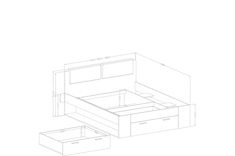 Bovera Sengeramme 180x200 cm  Askegrå Hvid - Askegrå|Hvid - Møbler - Senge - Sengeramme & sengestel