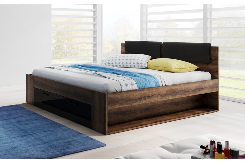 Bovera Sengeramme 180x200 - Teak/Sort - Møbler - Senge - Sengeramme & sengestel