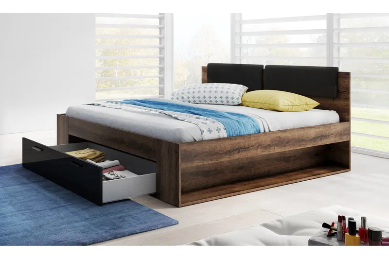 Bovera Sengeramme 180x200 - Teak/Sort - Møbler - Senge - Sengeramme & sengestel