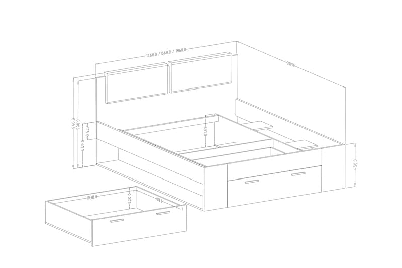 Bovera Sengeramme stel 140x200 cm - Møbler - Senge - Sengeramme & sengestel