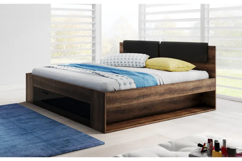 Bovera Sengeramme140x200 - Teak / sort - Møbler - Senge - Sengeramme & sengestel