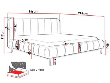 Calrosin Sengeramme med Ben 140x200 cm med Opbevaring - Sort - Møbler - Senge - Sengeramme & sengestel