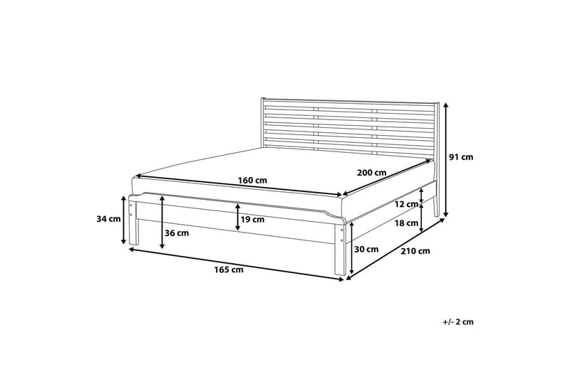 Carnac Dobbelt seng 160 | 200 cm - Træ / natur - Sengeramme & sengestel