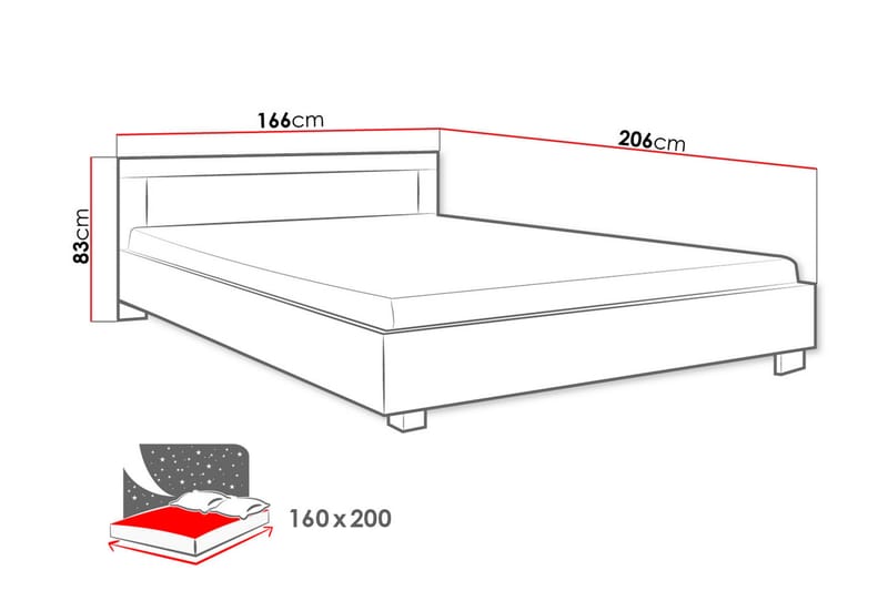 Cezar Sengeramme 206x146x83 cm - Beige / Hvid - Møbler - Senge - Sengeramme & sengestel