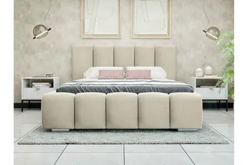 Cleaton Boblet Sengeramme 160x200 cm med Opbevaring - Beige/Lys beige - Møbler - Senge - Sengeramme & sengestel