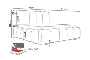 Cleaton Boblet Sengeramme 160x200 cm med Opbevaring - Beige/Lys beige - Møbler - Senge - Sengeramme & sengestel