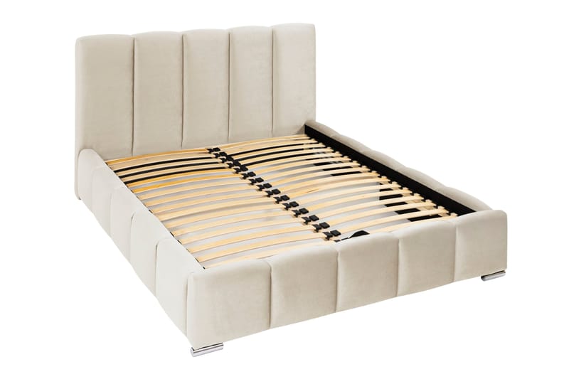 Cleaton Boblet Sengeramme 180x200 cm Med Opbevaring, Beige/Lys beige