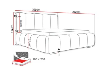 Cleaton Boblet Sengeramme 180x200 cm Med Opbevaring - Beige/Lys beige - Møbler - Senge - Sengeramme & sengestel
