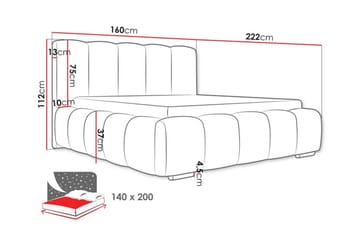Cleaton Sengepakke 140x200 cm med Opbevaring og Sengegavl + Topmadras - Beige - Møbler - Senge - Sengeramme & sengestel