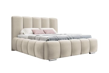 Cleaton Sengepakke 140x200 cm med Opbevaring og Sengegavl + Topmadras - Beige - Møbler - Senge - Sengeramme & sengestel
