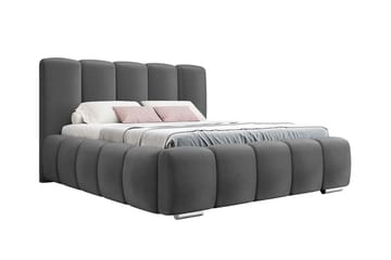 Cleaton Sengeramme 140x200 cm i Stof med Opbevaring og Sengegavl - Grå - Møbler - Senge - Sengeramme & sengestel