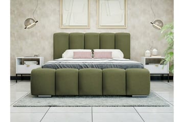 Cleaton Sengeramme 140x200 cm i Stof med Opbevaring og Sengegavl - Grøn - Møbler - Senge - Sengeramme & sengestel