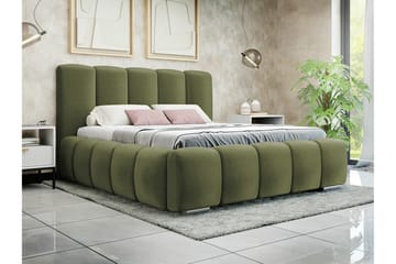 Cleaton Sengeramme 140x200 cm i Stof med Opbevaring og Sengegavl - Grøn - Møbler - Senge - Sengeramme & sengestel