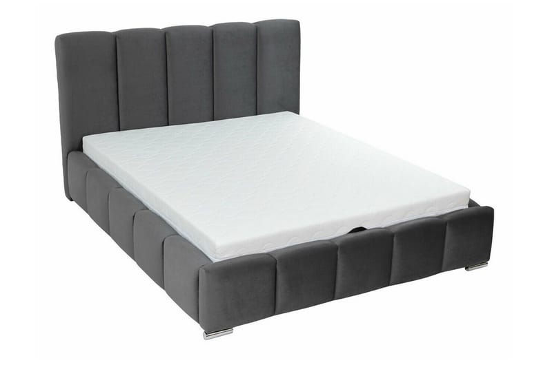 Cleaton Sengeramme 140x200 cm i Stof med Opbevaring og Sengegavl - Sort - Møbler - Senge - Sengeramme & sengestel