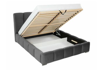 Cleaton Sengeramme 140x200 cm i Stof med Opbevaring og Sengegavl - Terrakotta - Møbler - Senge - Sengeramme & sengestel