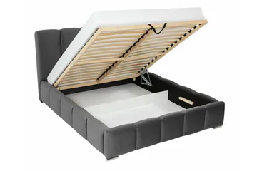 Cleaton Sengeramme 180x200 cm i Stof med Opbevaring og Sengegavl - Grøn - Møbler - Senge - Sengeramme & sengestel