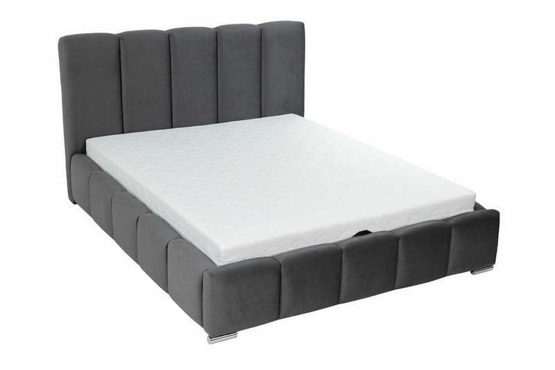 Cleaton Sengeramme 180x200 cm i Stof med Opbevaring og Sengegavl - Grøn - Møbler - Senge - Sengeramme & sengestel