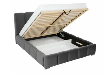 Cleaton Sengeramme 180x200 cm i Stof med Opbevaring og Sengegavl - Sort - Møbler - Senge - Sengeramme & sengestel