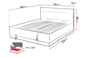 Dentro seng 218x147x88 cm - Beige / Hvid - Møbler - Senge - Sengeramme & sengestel