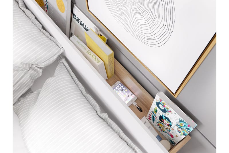 Dentro seng 218x147x88 cm - Beige / Hvid - Møbler - Senge - Sengeramme & sengestel