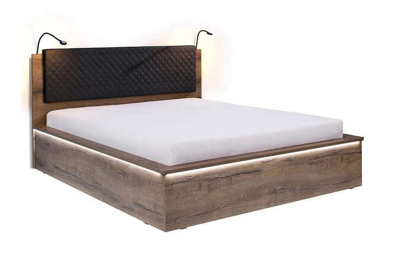 Denver Seng 182x214 cm LED-belysning, Eg