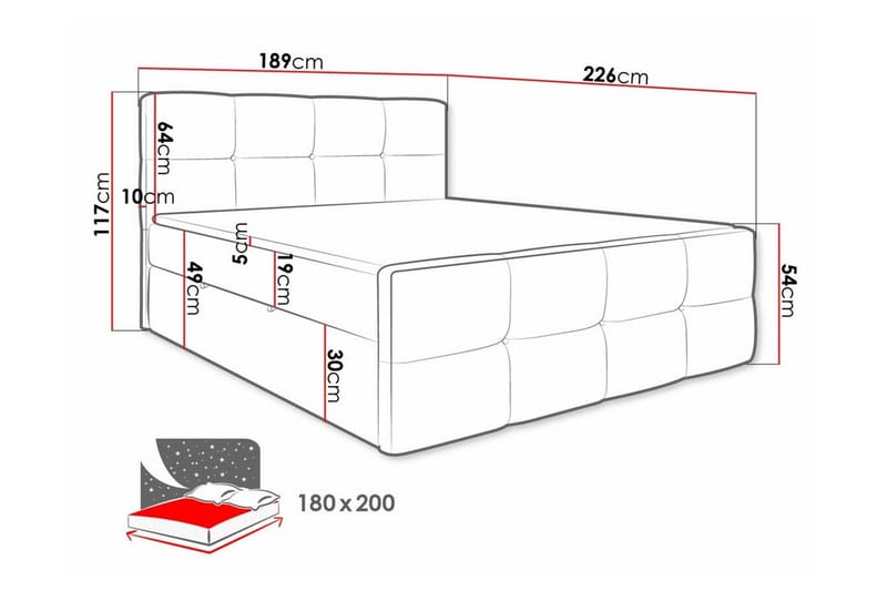 Derry Sängram 180x200 cm Dark grey - Møbler - Senge - Sengeramme & sengestel