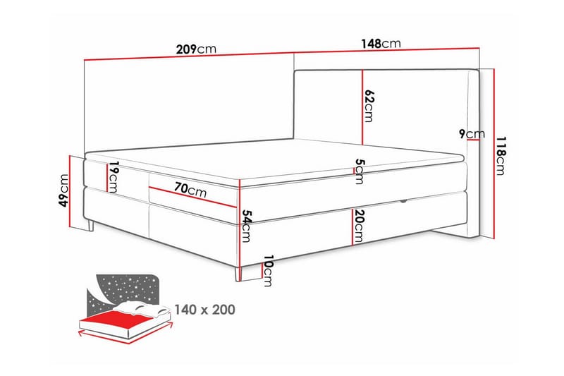 Derry Sengeramme 140x200 cm - Beige - Sengeramme & sengestel