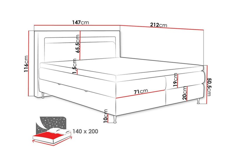 Derry Sengeramme 140x200 cm - Møbler - Senge - Sengeramme & sengestel