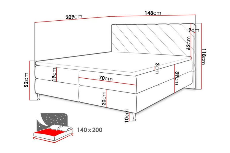 Derry Sengeramme 140x200 cm - Møbler - Senge - Sengeramme & sengestel