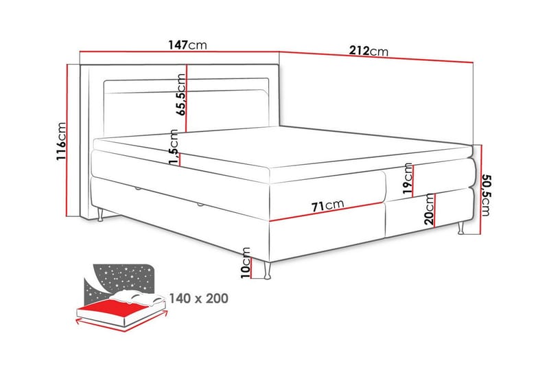 Derry Sengeramme 140x200 cm - Møbler - Senge - Sengeramme & sengestel