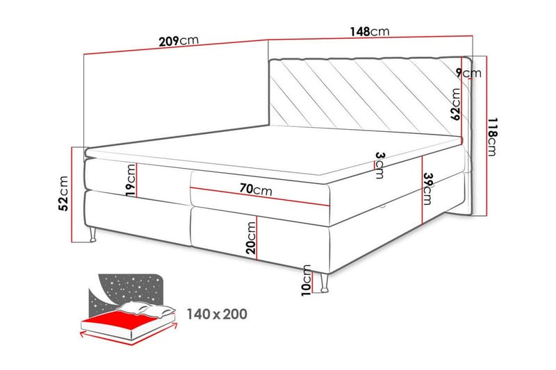 Derry Sengeramme 140x200 cm - Møbler - Senge - Sengeramme & sengestel